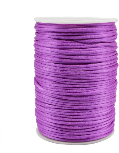 Miniatura 24 de Cordón de nailon blanco satinado de 0.039 in x 109 yardas de seda satinada para pulseras, collares, fabricación de joyas, nudos chinos, macramé