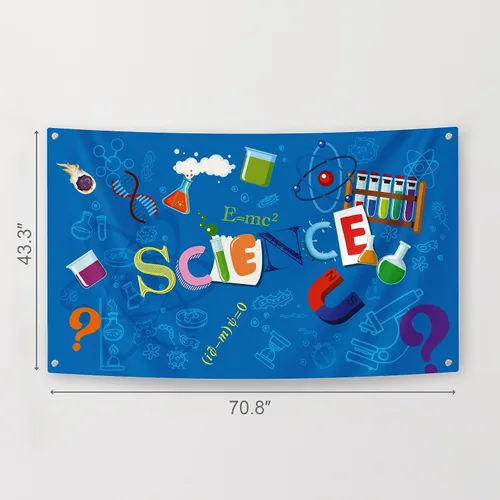 Miniatura 6 de Telón de fondo de fiesta de ciencia – Fondo de estudio temático de científico loco, suministros de fotografía para baby shower o fiesta