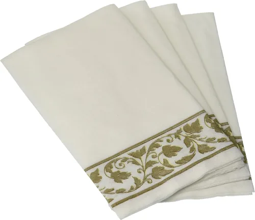 Toallas de invitados de color blanco con hojas doradas, 8 x 4 pulgadas (paquete de 24) – Servilletas ultrasuaves y elegantes, perfectas para