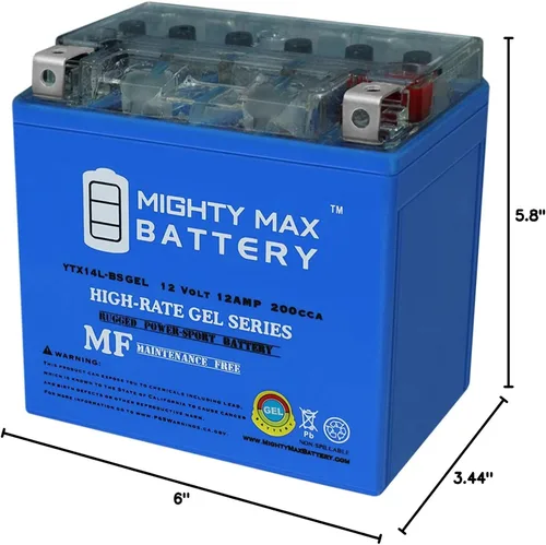 Miniatura 9 de Mighty Max Battery YTX14L-BS GEL 12V 12Ah Batería para Buell 1125CC 1125R, 1125CR 08-10