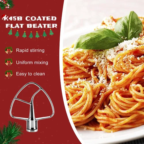 Miniatura 3 de Accesorios de mezclador de cocina de acero inoxidable K45DH recubierto de gancho de masa y accesorios mezcladores de cocina K45b batidor plano