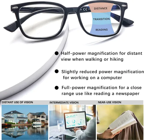 Miniatura 4 de Progressive - Lentes de lectura multienfoque para mujeres y hombres, con bloqueo de luz azul, lentes multifocales para lectura de computadora