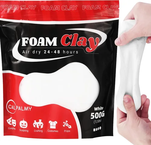 CALPALMY Arcilla seca al aire (bolsa de 1.1 libras) – Arcilla de espuma blanca moldeable para cosplay – Arcilla suave de secado al aire para niños y