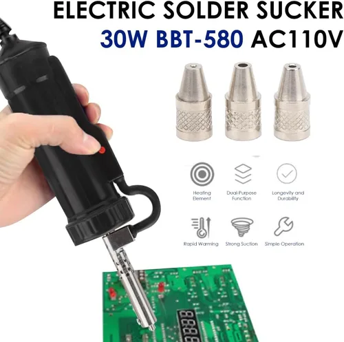 Soldador eléctrico - Bomba desoldadora automática de 30 W con succión al vacío, 3 boquillas (0.049 pulgadas, 0.069 pulgadas, 0.079 pulgadas),