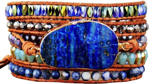 Miniatura 101 de ZOSOJONA - Pulseras bohemias hechas a mano de piedra natural, que dan vuelta, con cuentas de cristal de turquesa