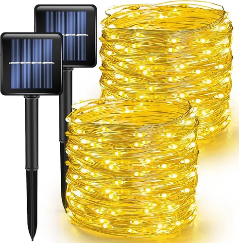 Miniatura 10 de Luces Solares de Halloween Moradas y Naranjas para Exteriores, Total 80 Pies 240 LED Solares Impermeables Luces de Hadas 8 Modos Luces de Alambre
