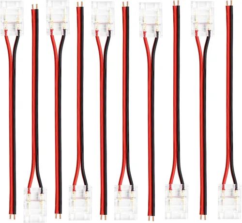 Miniatura 15 de LightingWill Conectores LED de 2 pines de 0.315 in, 10 unidades DC hembra conector transparente sin soldadura, conector de luz de cinta LED 2