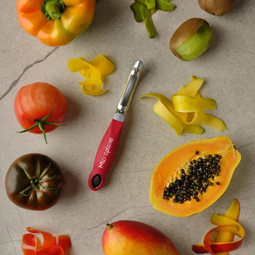 Miniatura 4 de Microplane Pelador giratorio dentado profesional para tomate y kiwi, para uso a mano derecha e izquierda