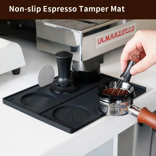 Miniatura 4 de watchget Alfombrilla de compresión de café expreso, estación de amortiguación de café de grado alimenticio, accesorio de silicona para baristas