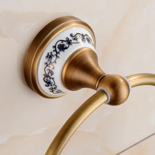Miniatura 6 de Toallero de latón antiguo, soporte para toalla de mano para baño, accesorios de cocina, montaje en pared, diseño de porcelana Toallero de anilla