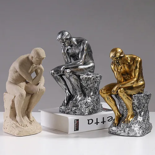 Miniatura 4 de Decoración de estatua de pensador para oficina, escritorio, escultura, acento grande, colección de arte famoso de Rodin, figura de resina, regalos