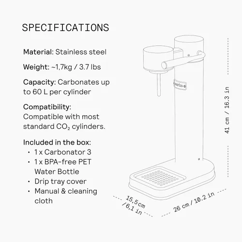 Miniatura 9 de Aarke Carbonator III, Máquina de agua con gas y carbonatación, acero inoxidable con botella reutilizable PET sin BPA, volumen 1L/34 fl oz (gris mate)