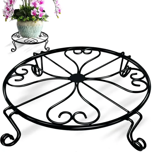 Miniatura 8 de NSYOOMH Paquete de 2 soportes de metal negro inoxidable de 10 pulgadas y 12 pulgadas para plantas resistentes al aire libre en interiores, soporte