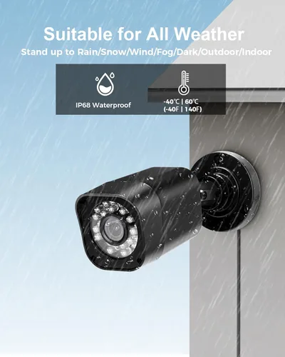 Miniatura 4 de Sistema de cámara de seguridad con cable de 4 canales 1080P, DVR CCTV AIWIXEN con disco duro de 512GB, 4 x cámaras de vigilancia para el hogar IP68