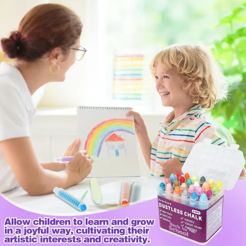 Miniatura 6 de Tiza para acera para niños, 24 unidades, de colores, no tóxicas, torcidas, para el día del niño, sin polvo, sin polvo, lavable, tiza para niños