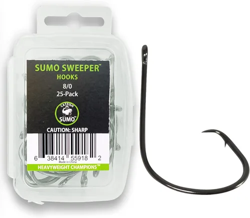 Ganchos para barredora de pesca catfishing - 8/0, paquete de 25, compensados, acabado de níquel negro para no oxidarse, conectar con más peces