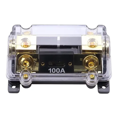 ZOOKOTO Portafusibles de 100 A, audio estéreo para automóvil, soporte de fusibles ANL en línea de calibre 0, 2, 4, con fusible ANL de 100 amperios,