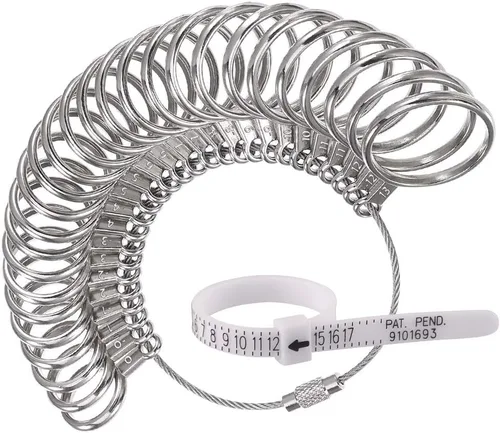 Medidores de joyería Anillo de hierro inoxidable Tamaño 0-13 Herramienta de medición de tamaño de anillo de dedo, juego de calibrador de anillo,