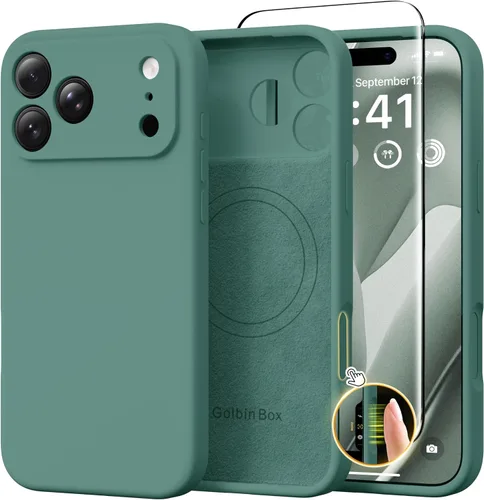 Miniatura 13 de GolbinBox Funda magnética para iPhone 17, compatible con MagSafe, cubierta de silicona integrada para control de cámara, funda de silicona líquida a