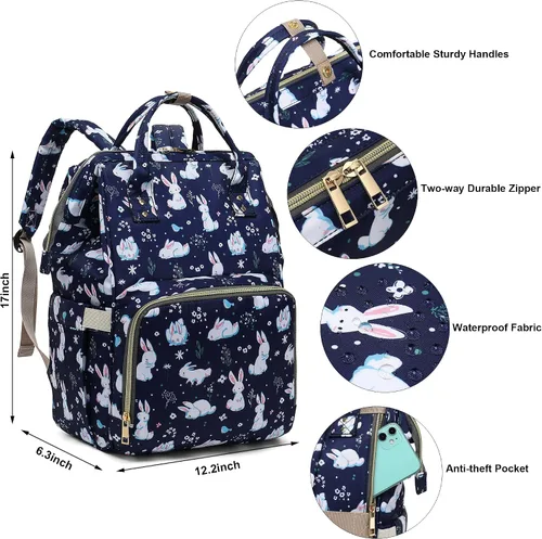 Miniatura 5 de Mochila para computadora portátil para mujeres y niñas, mochilas universitarias, mochila escolar de 15.6 pulgadas, Conejito, Mochilas de viaje