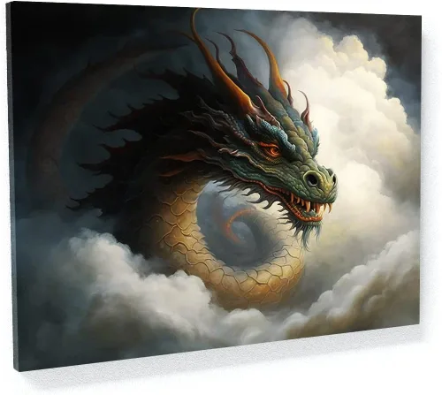 Miniatura 18 de Sense Canvas Dragon Creative 9 - Lienzo decorativo para pared, diseño de dragón para pared, póster grande para el hogar, 40 x 30 pulgadas, 0.75
