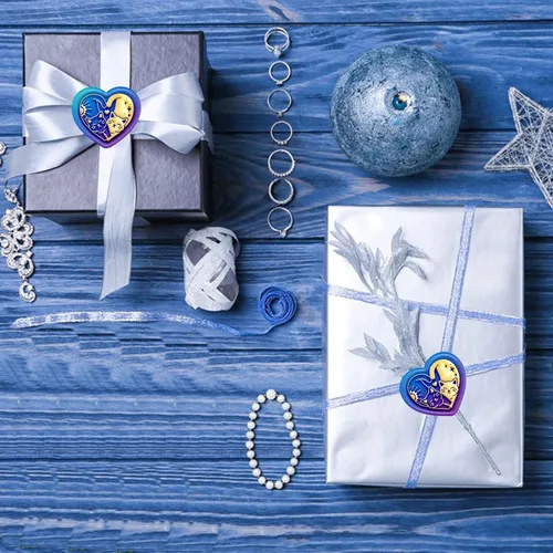 Miniatura 5 de CRASPIRE Sello de cera de corazón Love Yin Yang - Sellos de cobre con mango de madera para sobres, letras de boda, invitaciones de boda, tarjetas