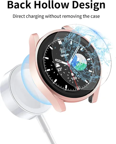 Miniatura 2 de Paquete de 8+8 protectores de pantalla para Samsung Galaxy Watch 6 de 1.693 in y funda, película protectora de vidrio templado antivaho