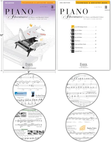 Miniatura 4 de Piano Adventures Level 3B Juego de aprendizaje por Nancy Faber - Lección, teoría, rendimiento, técnica y arte y teclas de piano de música Julieta