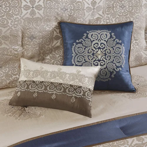 Miniatura 9 de Madison Park Essentials Delaney - 24 piezas para habitación, jacquard satinado, para todas las estaciones, tamaño California King
