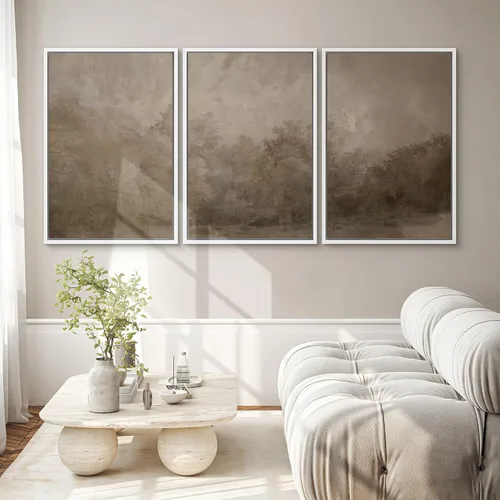 Miniatura 503 de SIGNWIN Lienzo enmarcado para pared, arte con pinceladas de flujo neutro en tonos beige abstractos, ilustraciones, arte moderno, decorativo