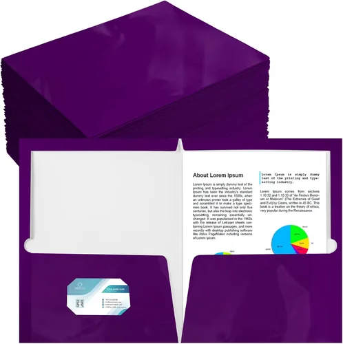 Miniatura 7 de Yeaqee Paquete de 100 carpetas a granel con 2 bolsillos, carpetas de papel laminado brillante, tamaño carta, tamaño carta, dos bolsillos, Azul
