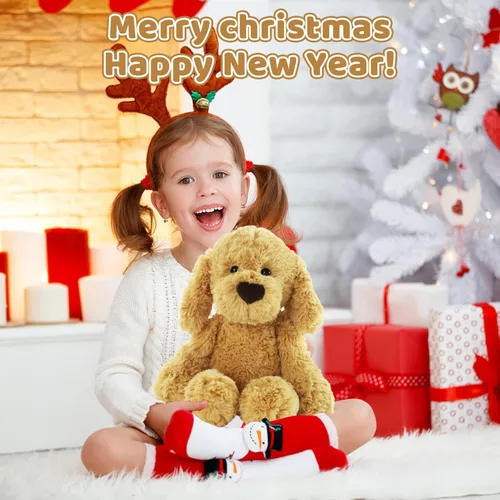 Miniatura 5 de Furvana The Golden Retriever - Animales de peluche de perros, 10 pulgadas Golden Retriever, regalo ideal de Navidad para niños pequeños, niños