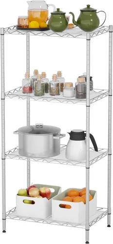 Miniatura 24 de FDW Estantes de almacenamiento ajustables, unidad de estantería de alambre de 5 niveles, estantes de metal resistente con ruedas, 14 pulgadas