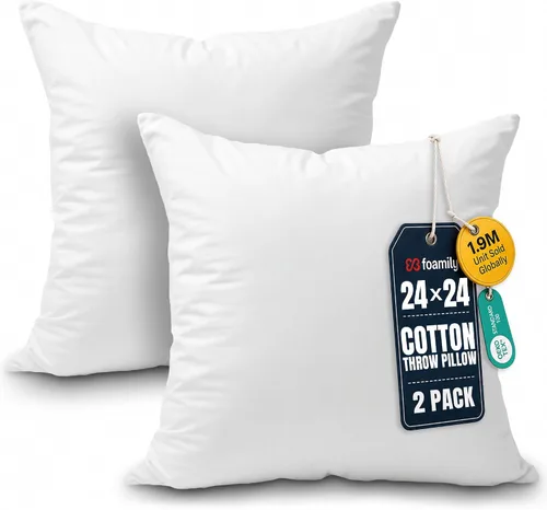 Miniatura 20 de Foamily Insertos de almohada 100% algodón de 12 x 12 pulgadas, rellenos de almohada para almohadas decorativas para sofá y cama, relleno de almohada
