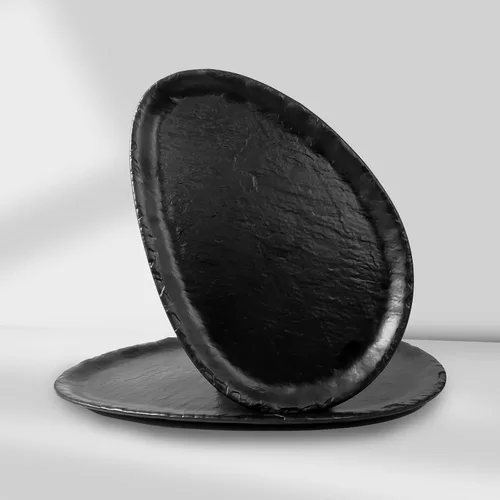 TP Juego de 2 platos de melamina ovalados de 12 y 14 pulgadas para alimentos, frutas, aperitivos, aperitivos y postres, juego de platos ligeros para