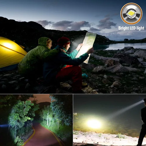 Miniatura 3 de ODEAR Linterna frontal recargable, súper brillante, linterna de LED para la cabeza, impermeable, con batería incorporada para acampar al aire libre