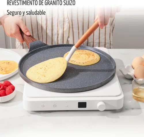 Miniatura 2 de SENSARTE Sartén antiadherente para crepé, revestimiento de granito suizo Dosa, sartén plana para panqueques, plancha Tawa de 10 pulgadas con mango
