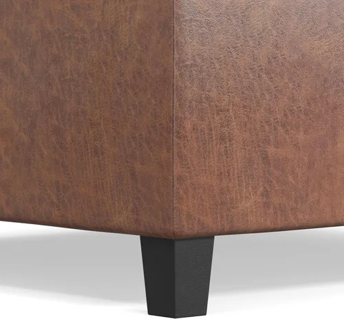 Miniatura 10 de SIMPLIHOME Ellis - Mesa auxiliar cuadrada contemporánea de 36 pulgadas de ancho, otomana de almacenamiento en piel sintética vegana envejecida