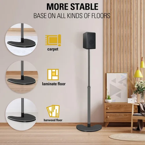 Miniatura 3 de Mounting Dream Par de soportes para altavoces, máximo 39 pulgadas de altura ajustable, base resistente, capacidad de 11 libras cada uno, juego de 2