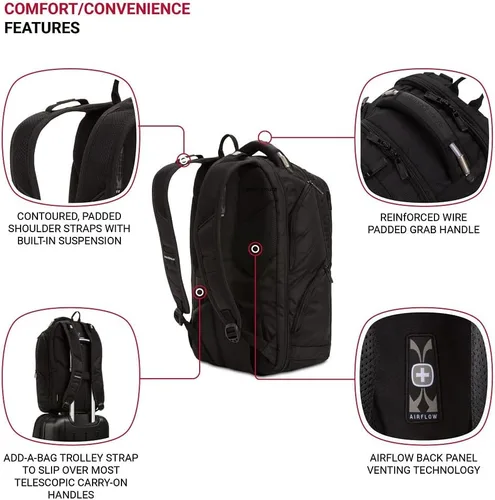 Miniatura 4 de SwissGear Mochila para laptop, Negro, 17 pulg.
