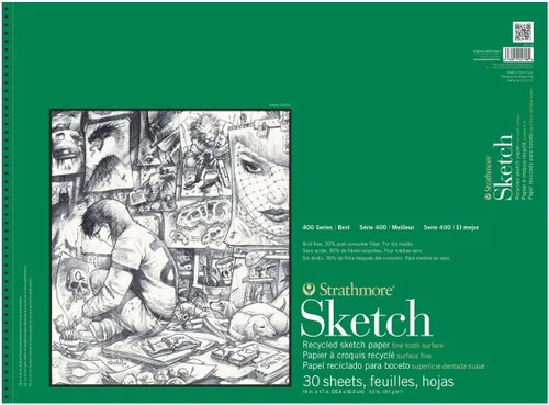 Miniatura 2 de Strathmore Bloc de bocetos de la serie 400, papel reciclado, 5.5 x 8.5 pulgadas, 100 hojas – Cuaderno de bocetos de artista para dibujo