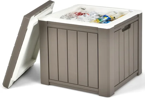 Miniatura 8 de Giantex Enfriador 4 en 1 de 10 galones, baúl portátil con mango integrado, enfriador de hielo multifuncional, mesa auxiliar de cóctel, mesa de bar