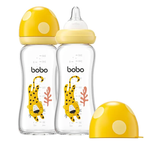 Miniatura 52 de YOHKOH Biberón de vidrio natural con pezón de flujo lento de nivel 1, biberones anticólicos para recién nacidos, botella de vidrio de cuello ancho