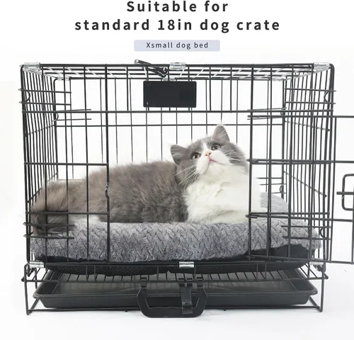 Miniatura 4 de Cama Lavable para Jaula de Perro de 18 Pulgadas Pequeña Antideslizante Impermeable Cálida Acogedora Suave para Mascotas Cachorros, Almohadas