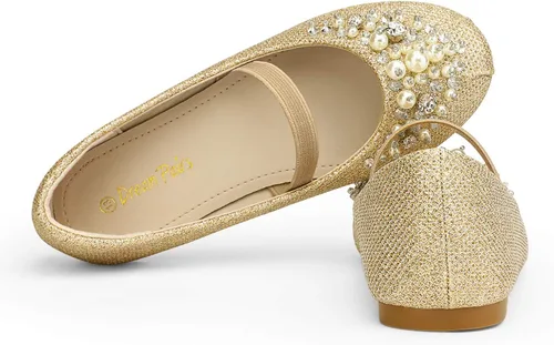 Miniatura 6 de DREAM PAIRS Zapatos de ballet planos con flores para niñas, Mary Jane, zapatos planos de bailarina para vestido de diariobodafiesta