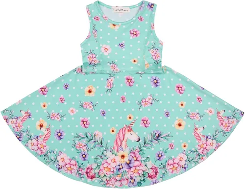 Miniatura 3 de LaBeca - Vestido sin mangas o de manga larga para niñas, vestidos casuales con diseño de unicornio o sirena para niñas pequeñas o grandes