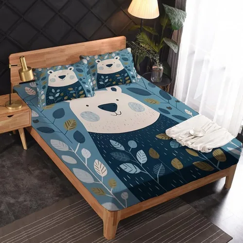 Miniatura 2 de Bear Sheets - Juego de sábanas de tamaño individual, sábanas de animales del bosque de dibujos animados, microfibra suave y bolsillo profundo