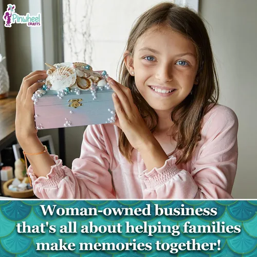 Miniatura 2 de Pinwheel Crafts Kit de Caja de Joyas DIY de Sirena para Niñas de 6+ Años - 530 Piezas Haz Tu Propia Caja de Joyas, Kits de Manualidades DIY