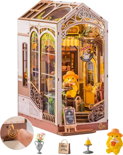 Miniatura 12 de ROBOTIME Kit de Rincón de Libros, Kit de Casa en Miniatura de Princesa de Cuento de Hadas para Bricolaje, Sujetalibros de Rompecabezas de Madera 3D