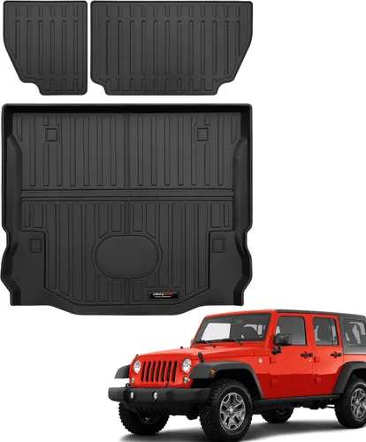 Alfombrilla de carga y respaldo de TPE para todo clima para Jeep Wrangler JK 4 puertas 2007-2018 Accesorios (para alfombrilla de carga y respaldo de